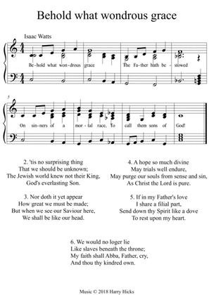 Behold, what wondrous grace. A new tune to a wonderful Isaac Watts hymn.