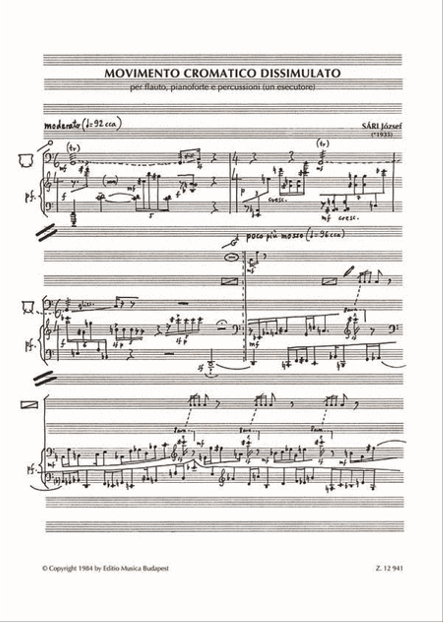 Movimento cromatico dissimulato per flauto, pian Piano scores gallery preview page 2