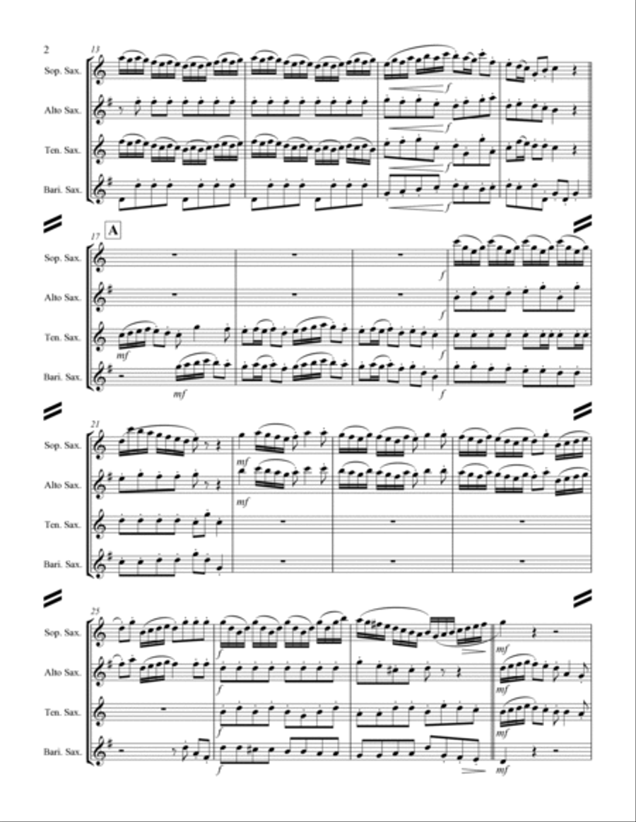 Arrival of the Queen of Sheba (for Saxophone Quartet SATB) Saxophone Quartet scores gallery preview page 3