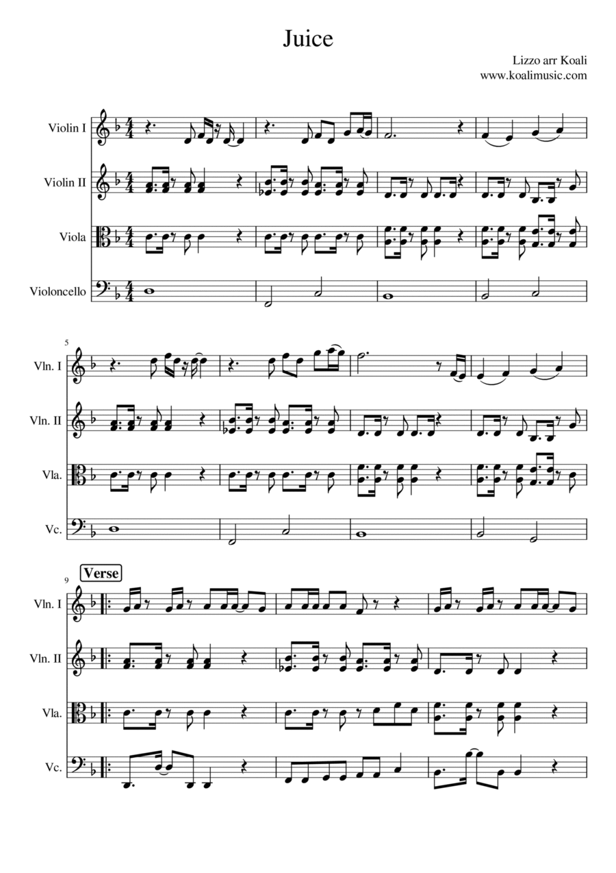 Juice String Quartet scores gallery preview page 1