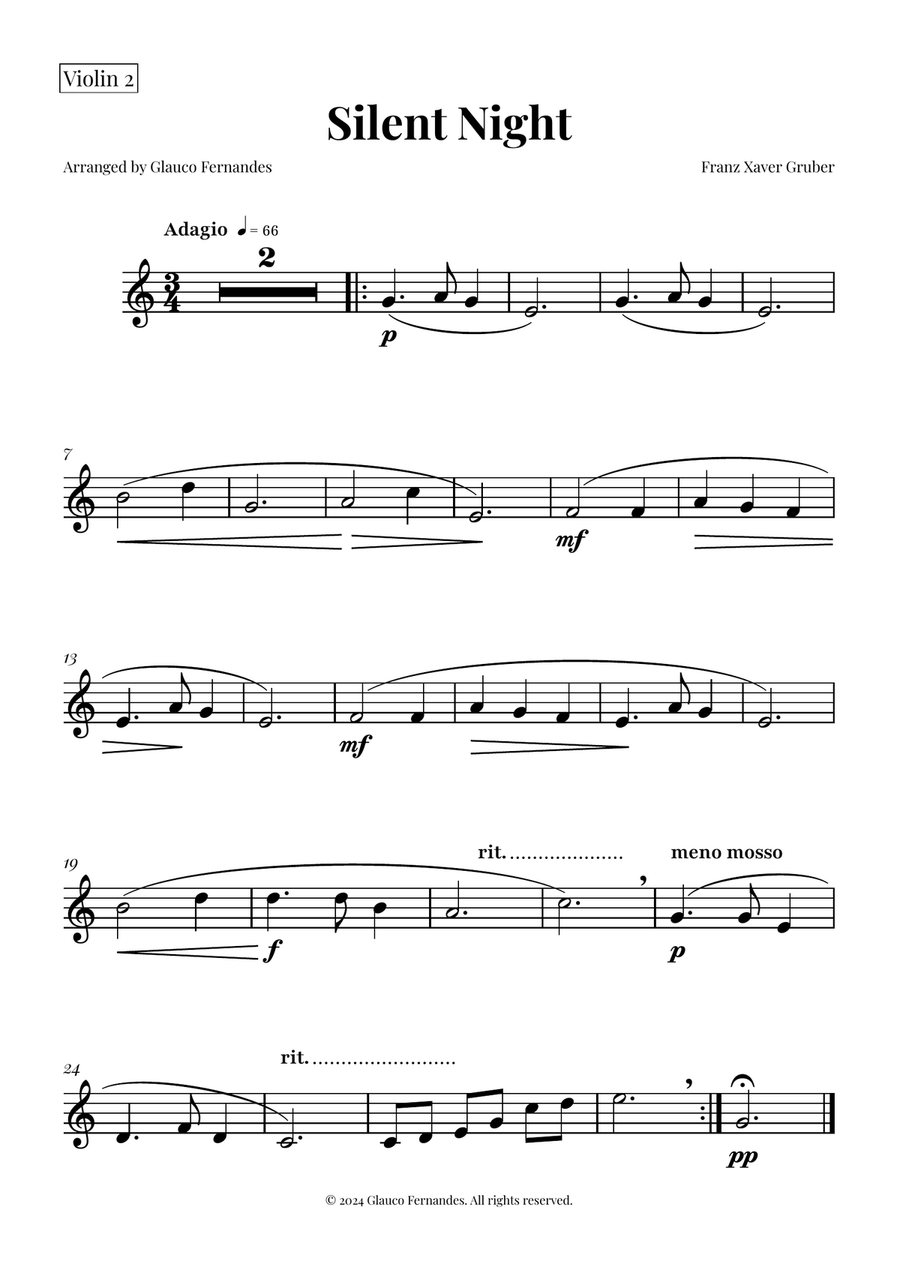 Silent Night | BEAUTIFUL Arrangement String Orchestra scores gallery preview page 4