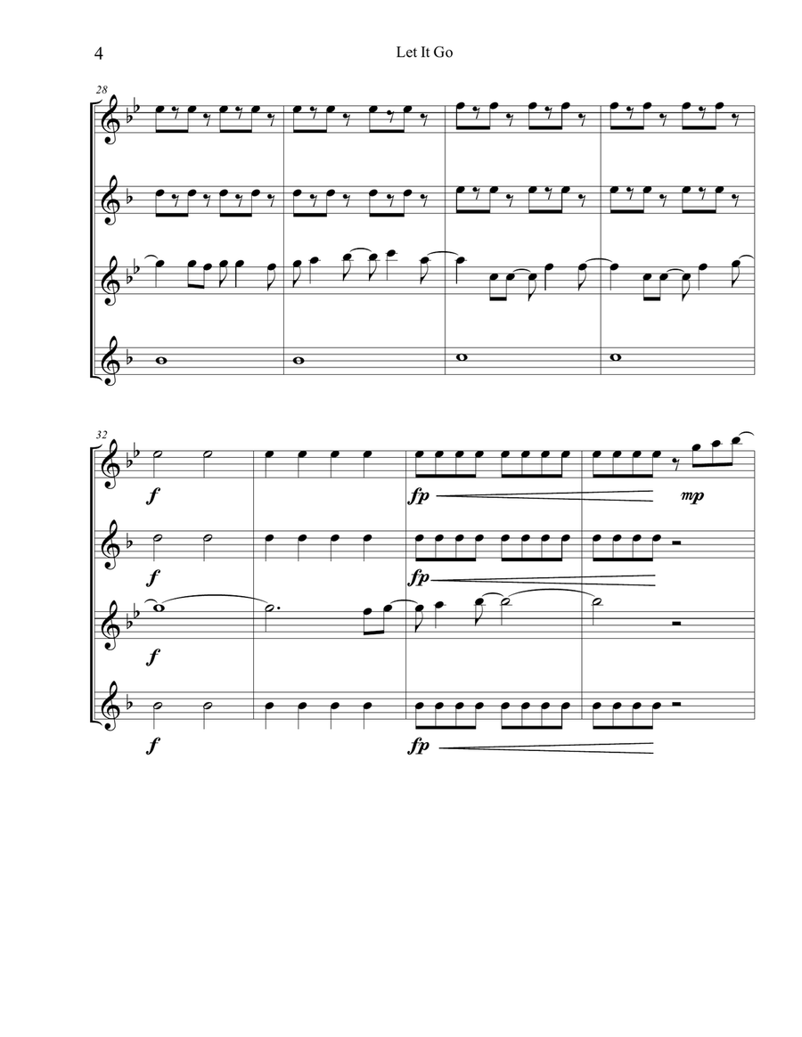 Let It Go (from Frozen) Woodwind Quartet scores gallery preview page 5
