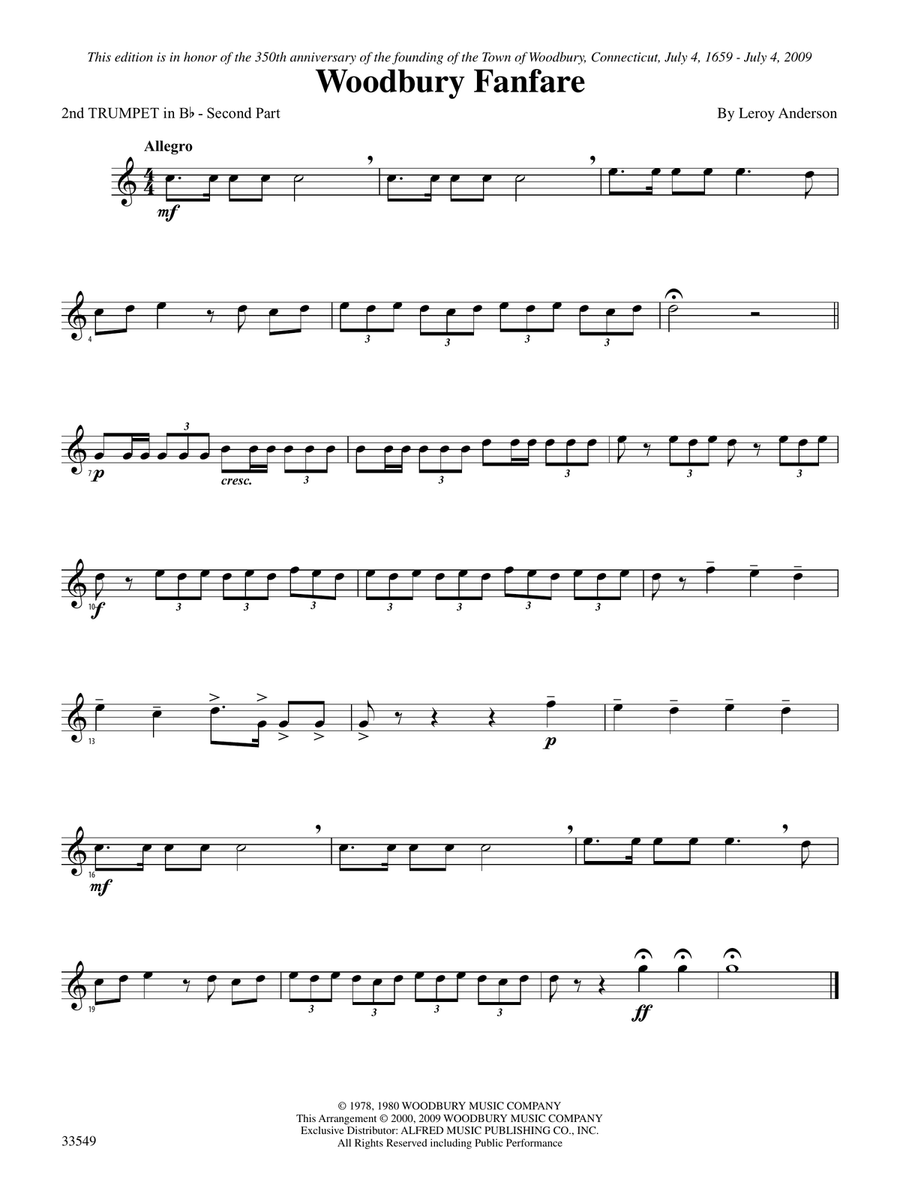 Woodbury Fanfare: 2nd B-flat Trumpet