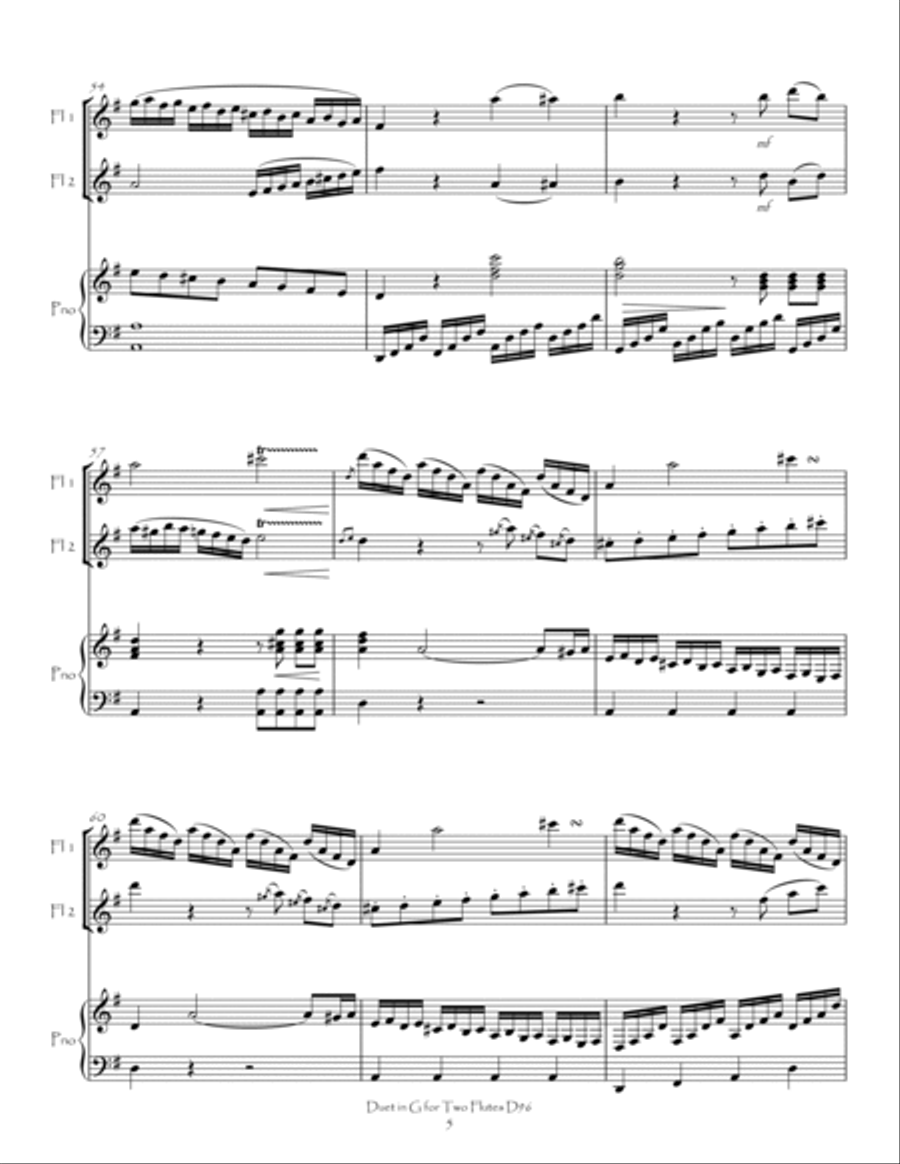 Duet in G, D96 for Two Flutes and Piano Flute Duet scores gallery preview page 6