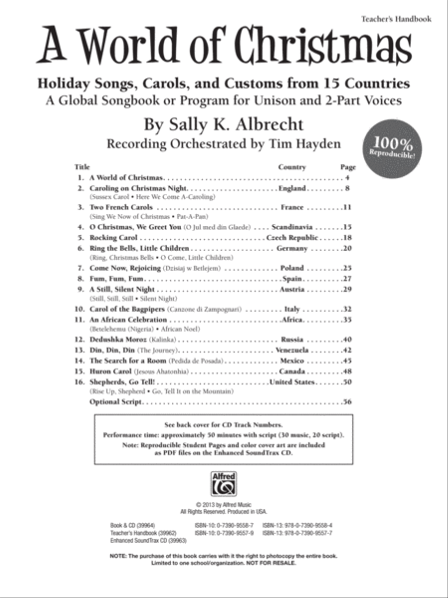 A World of Christmas -- Holiday Songs, Carols, and Customs from 15 Countries Unison Choir scores gallery preview page 2