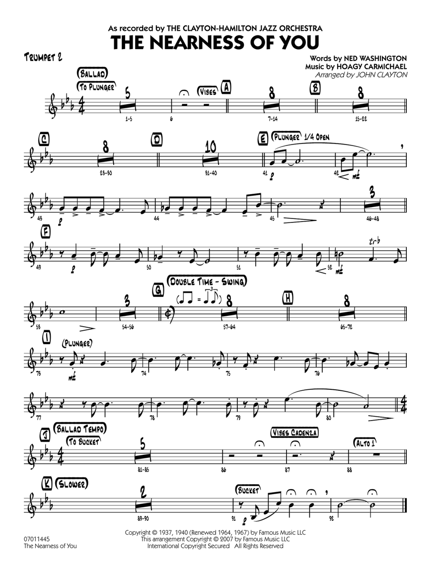 The Nearness Of You - Trumpet 2 Jazz Ensemble scores gallery preview page 1