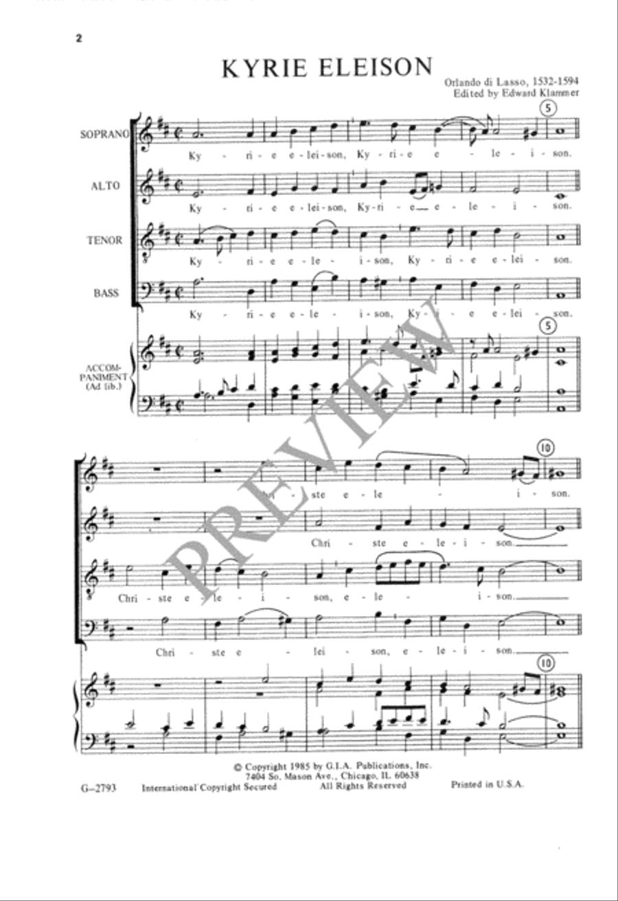 Kyrie Eleison 4-Part scores gallery preview page 3