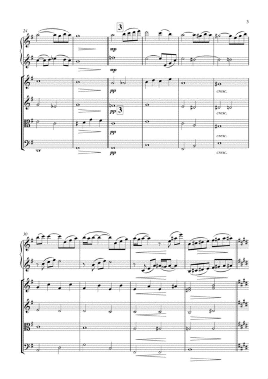 Azarashvili Nocturne for 2 Violin duet with string orchestra String Quartet scores gallery preview page 3