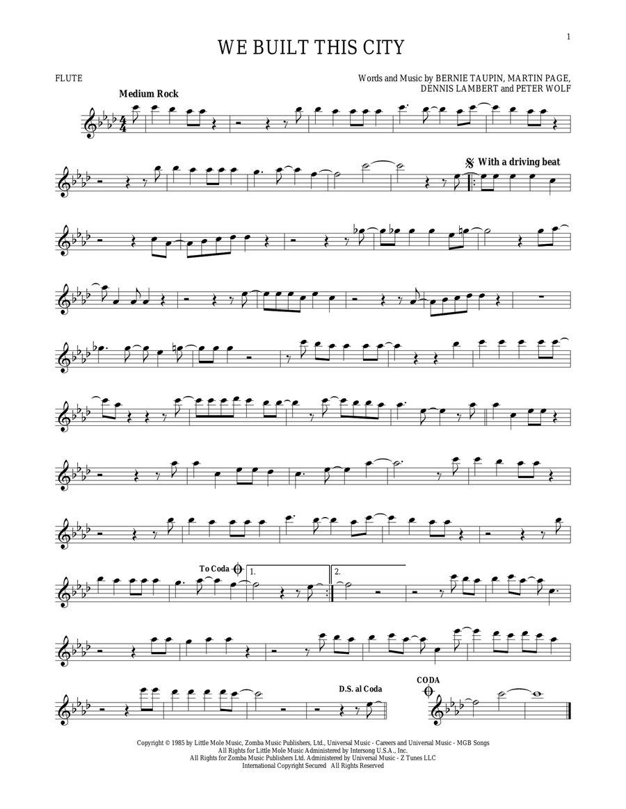 We Built This City Flute Solo scores gallery preview page 1
