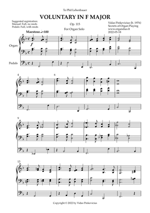Voluntary in F Major, Op. 115 (Organ Solo) by Vidas Pinkevicius (2022)