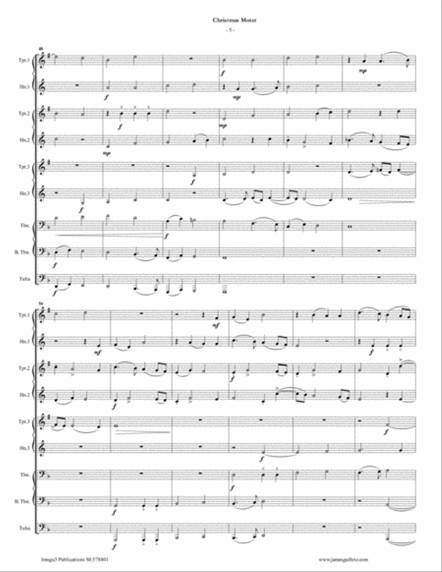 Mouton: Christmas Motet for Brass Choir Brass Ensemble scores gallery preview page 5