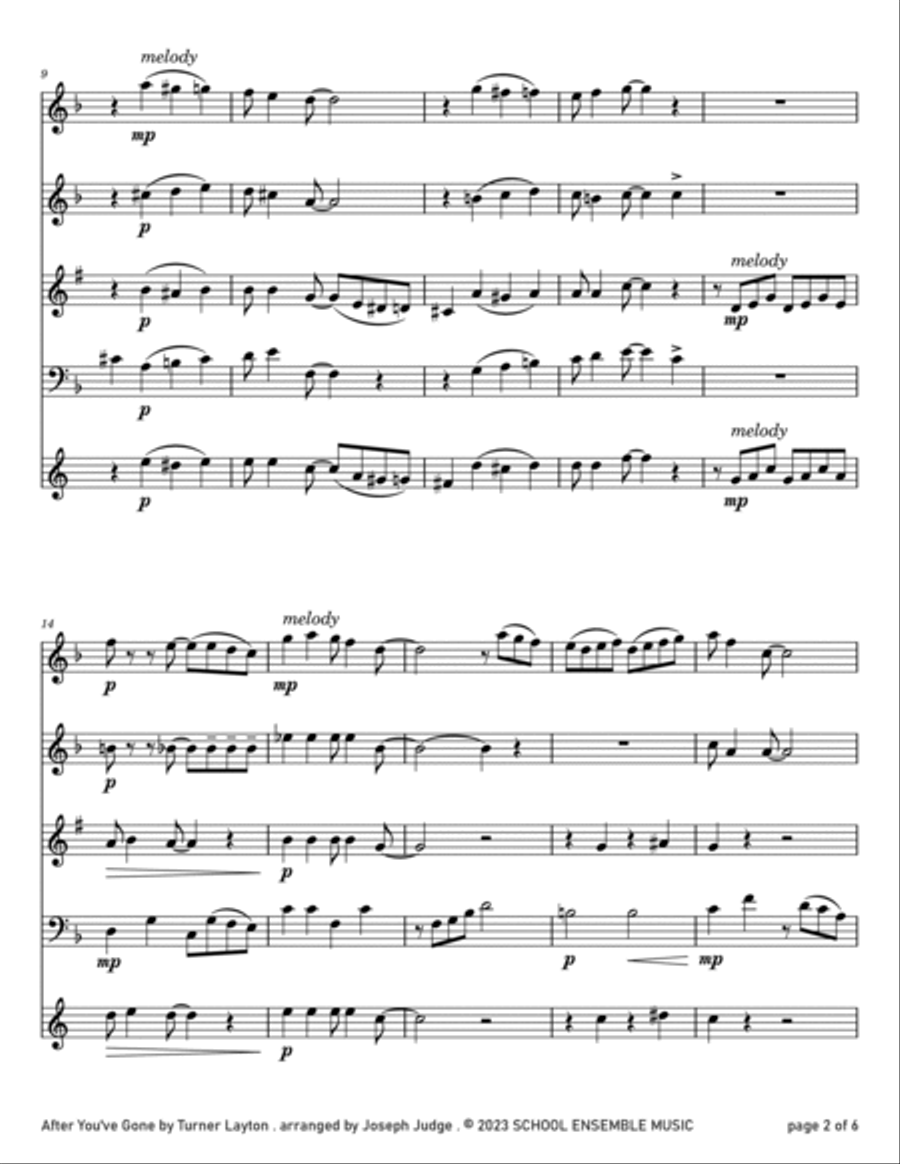 After You've Gone by Layton for Woodwind Quartet in Schools Woodwind Quartet scores gallery preview page 2