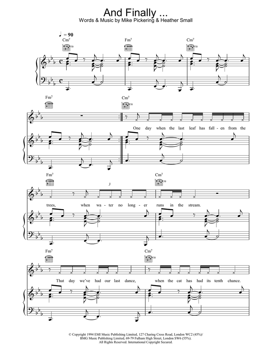 And Finally Piano, Vocal, Guitar scores gallery preview page 1