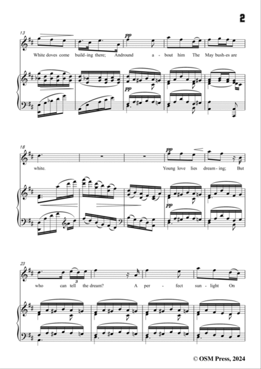 Somervell-Young love lies sleeping,in D Major Voice scores gallery preview page 3
