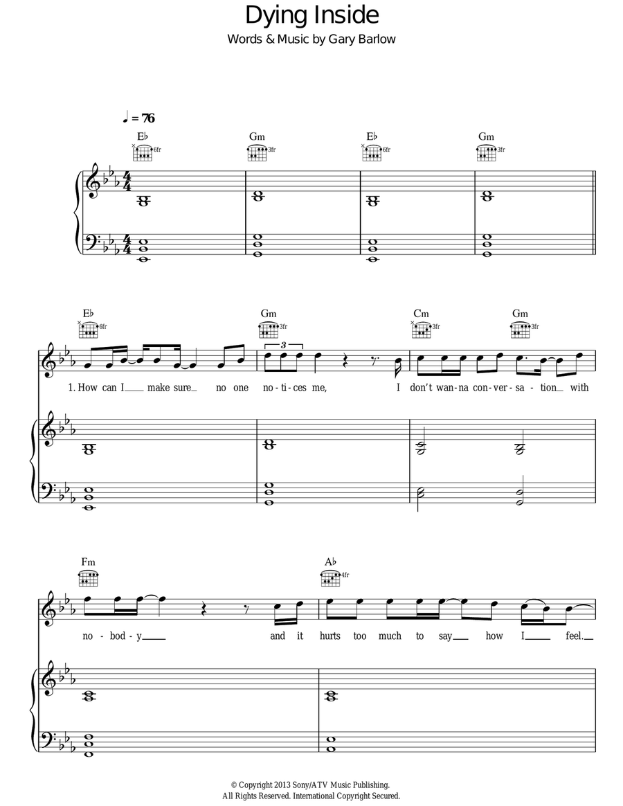 Dying Inside Dying Inside Acoustic Guitar scores gallery preview page 1