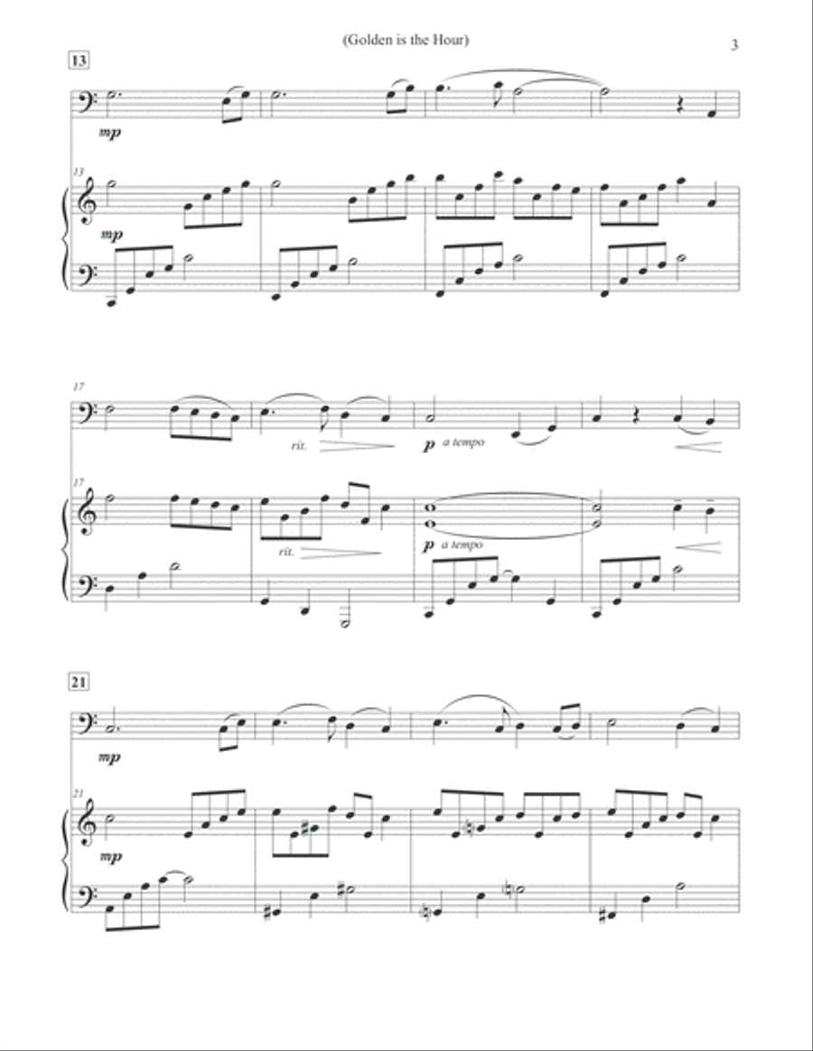 Golden is the Hour - Cello & Piano Golden is the Hour - Cello & Piano Piano scores gallery preview page 3