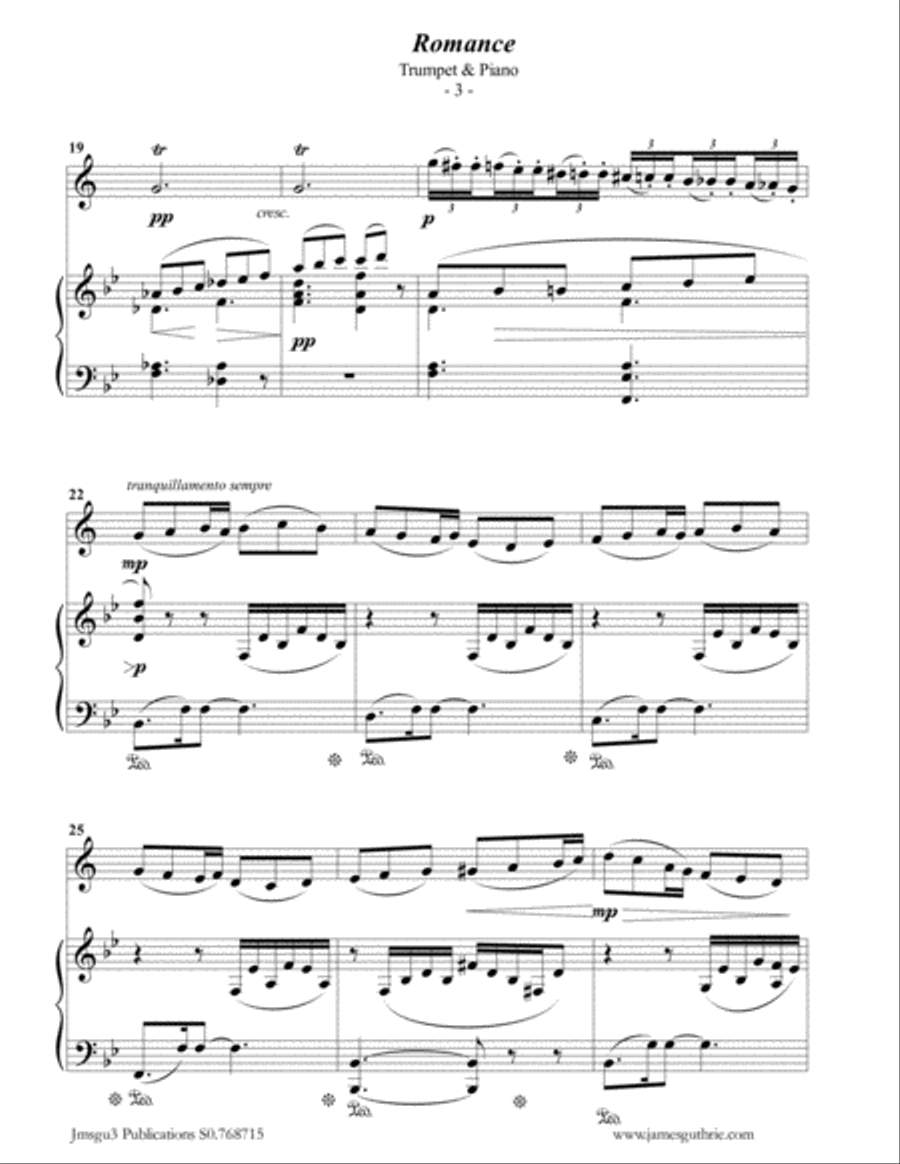 Fauré: Romance Op. 28 for Trumpet & Piano Trumpet Duet scores gallery preview page 3