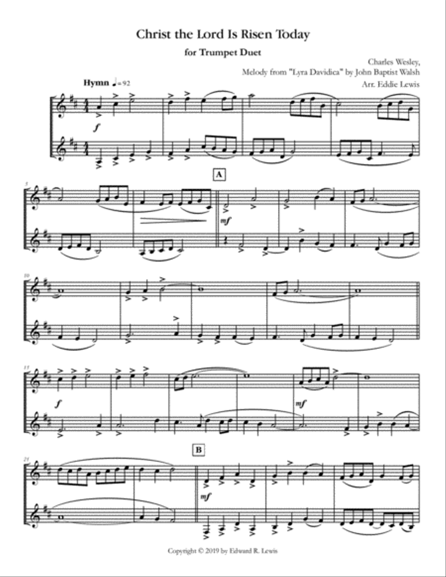 Christ the Lord is Risen Today for Trumpet Duet Trumpet Duet scores gallery preview page 2