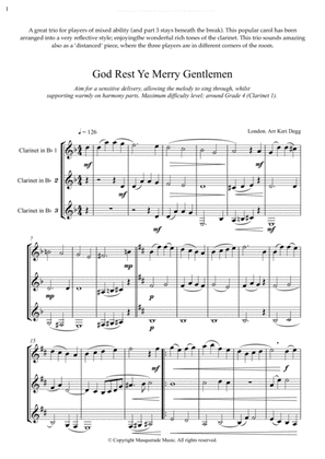 God Rest Ye Merry Gentlemen - Lovely Clarinet Trio arrangement for beginner - early intermediate. Su