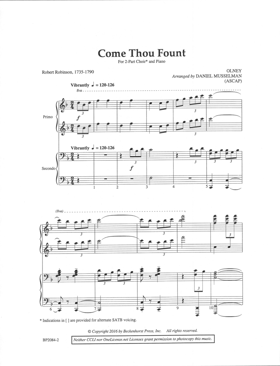 Come Thou Fount - Musselman 4-Part scores gallery preview page 2