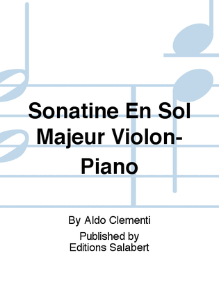 Book cover for Sonatine En Sol Majeur Violon-Piano