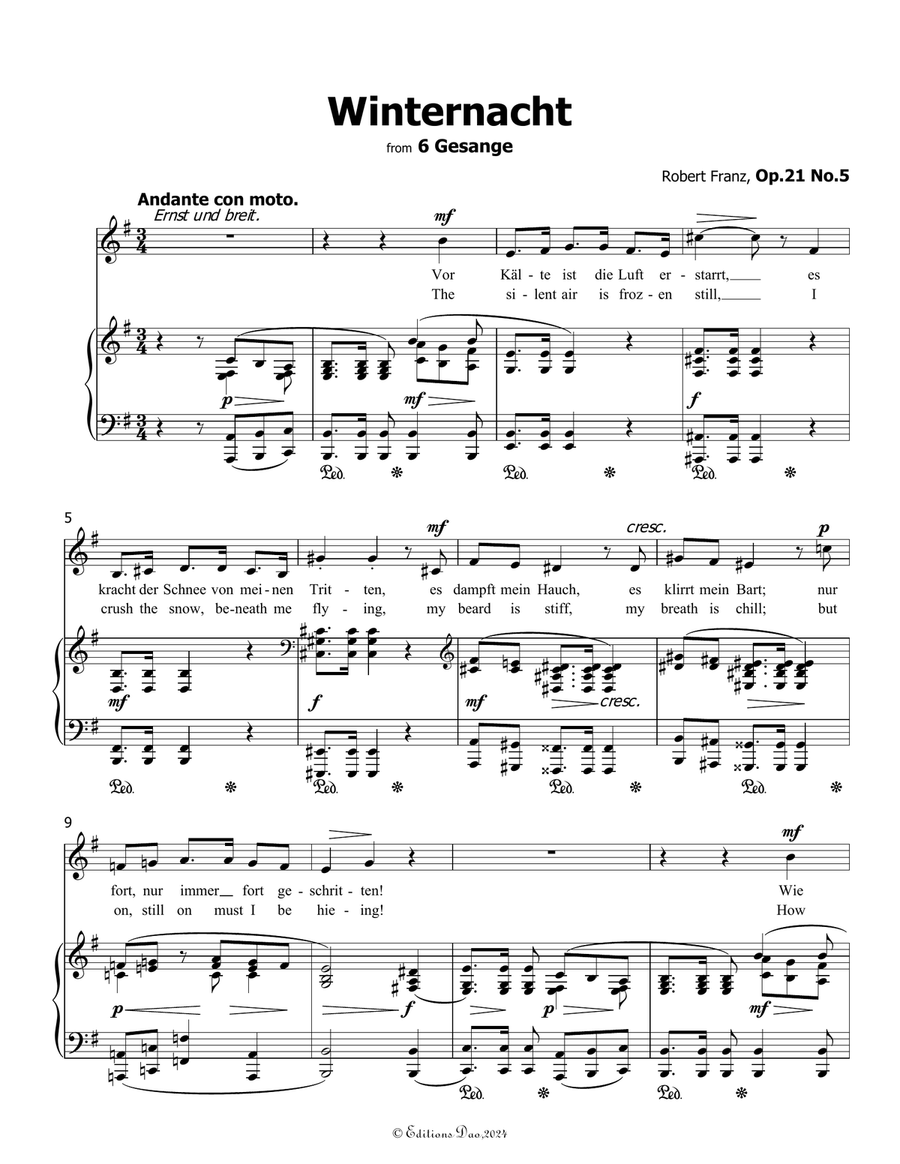 Winternacht, by Robert Franz, in e minor Voice scores gallery preview page 3