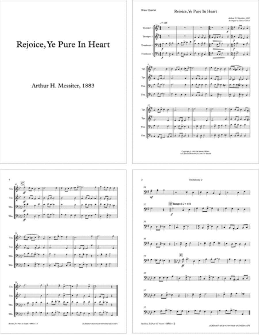 Rejoice, Ye Pure In Heart Brass Ensemble scores gallery preview page 1