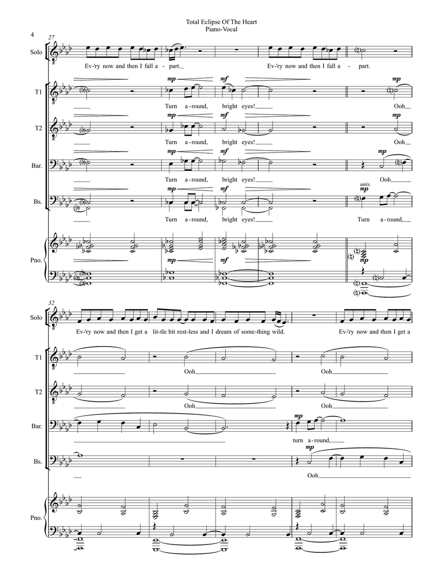 Total Eclipse Of The Heart TTBB scores gallery preview page 4