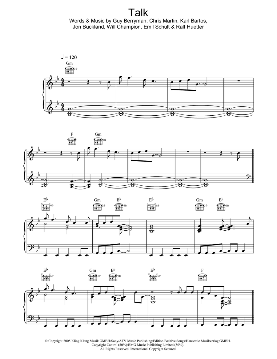 Talk Talk Piano, Vocal, Guitar scores gallery preview page 1