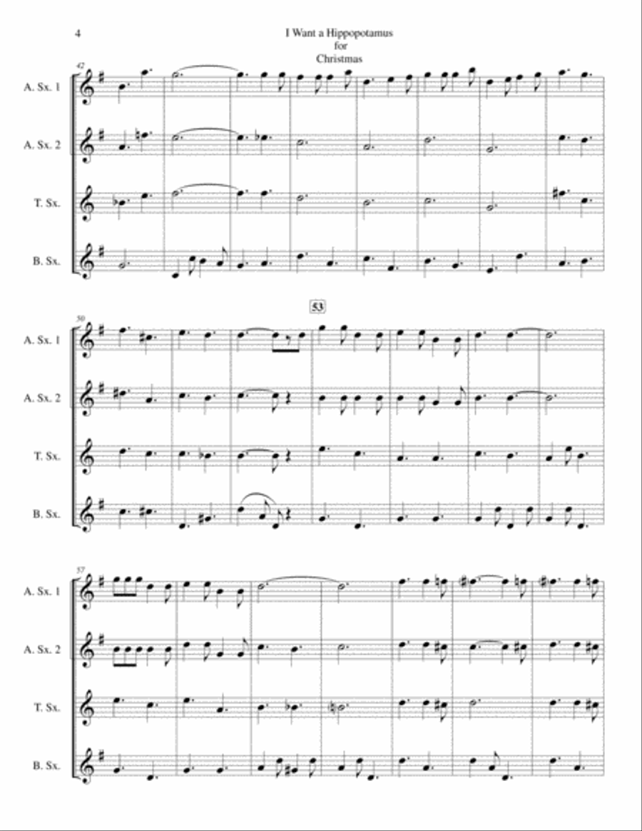 I Want A Hippopotamus For Christmas (Hippo The Hero) Woodwind Quartet scores gallery preview page 4