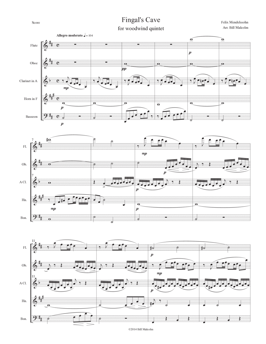 Fingal's Cave for Wind Quintet Woodwind Quintet scores gallery preview page 1