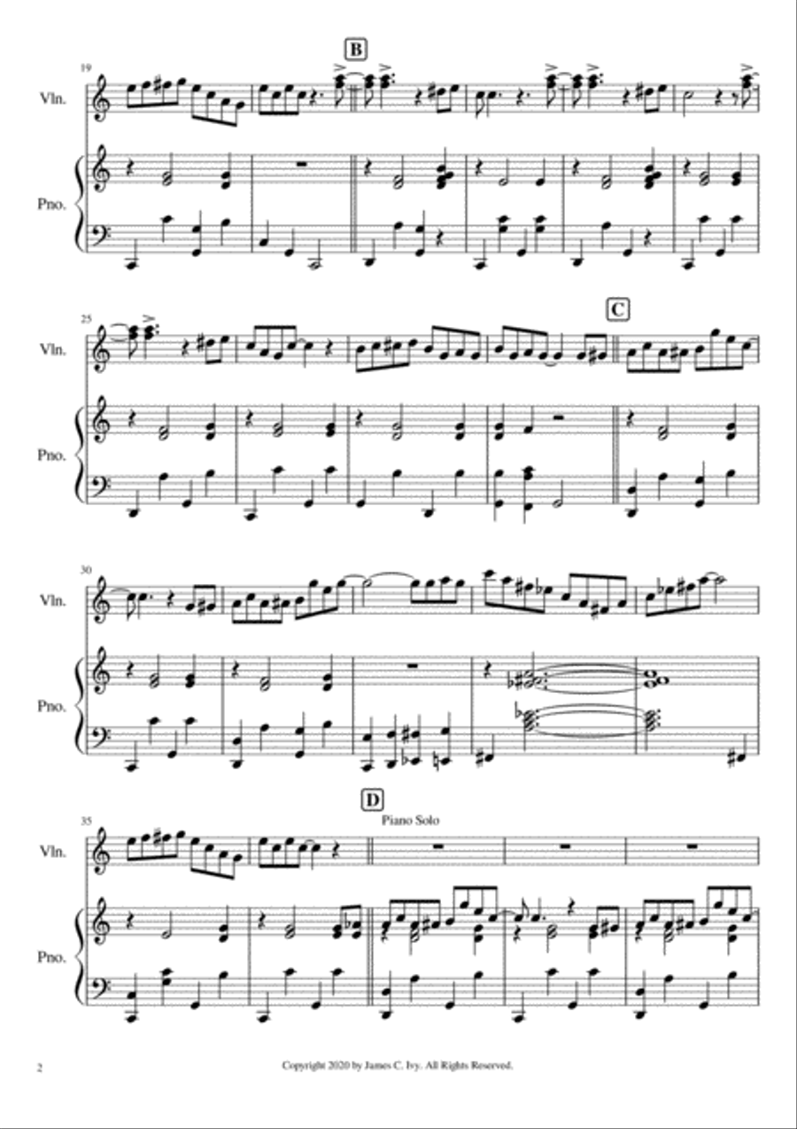 The Sweet Potato Strut for Solo Violin (with piano accompaniment) Violin Solo scores gallery preview page 3