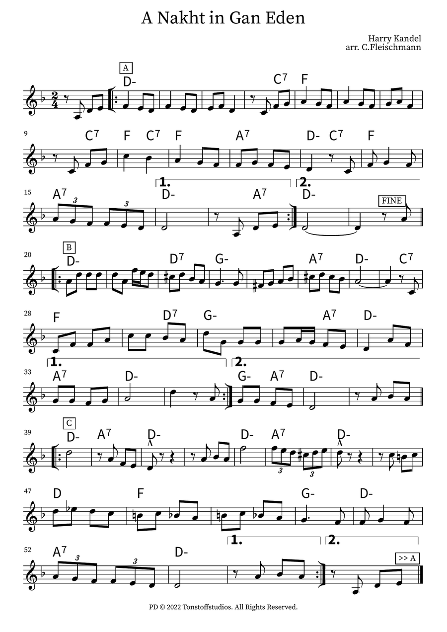 A Nakht In Gan Eden A Nakht In Gan Eden Piano scores gallery preview page 1