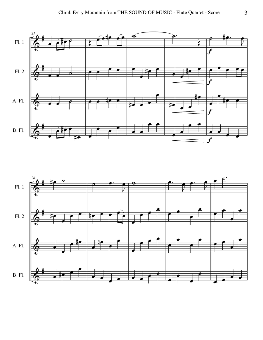 Climb Ev'ry Mountain Climb Ev'ry Mountain Woodwind Quartet scores gallery preview page 3