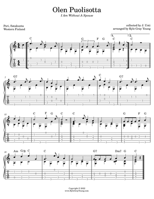 Olen Puolisotta (I Am Without A Spouse) (guitar tab)