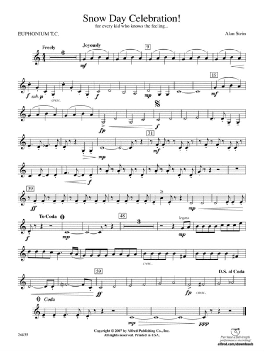 Snow Day Celebration!: Baritone T.C. Concert Band scores gallery preview page 1