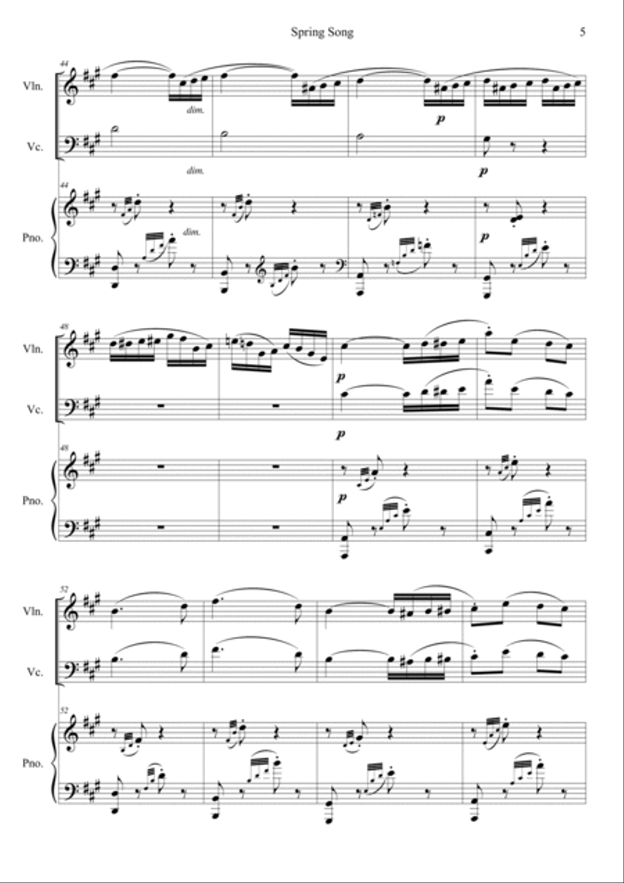 Lieder ohne Worte Op.62 No.6 Piano Trio scores gallery preview page 5