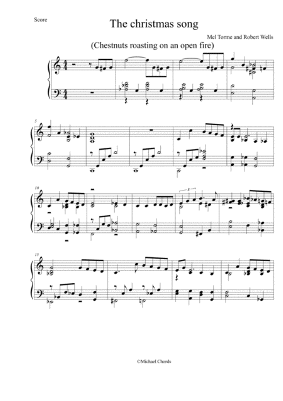 The Christmas Song (chestnuts Roasting On An Open Fire) Piano Solo scores gallery preview page 1