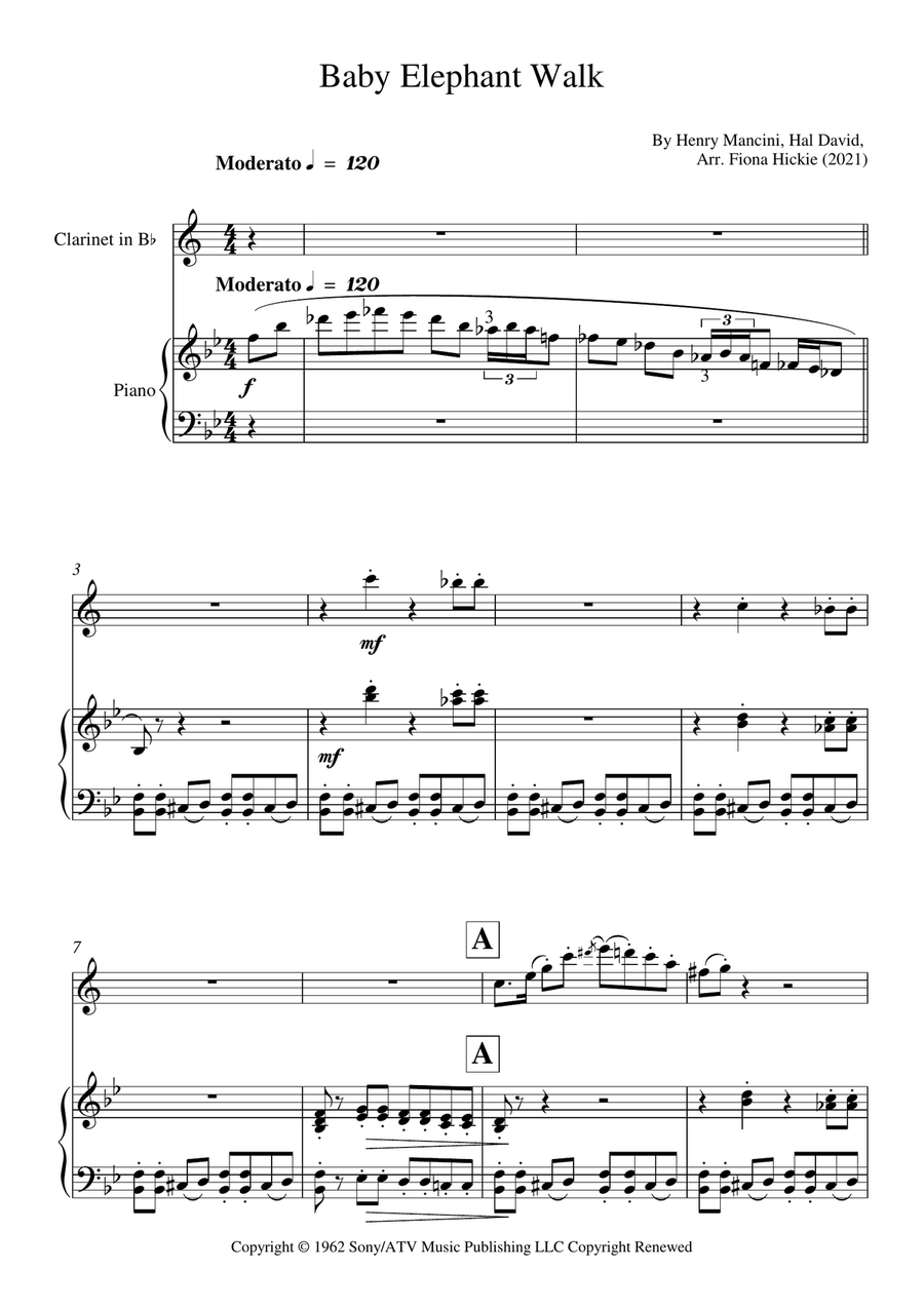 Baby Elephant Walk Clarinet Solo scores gallery preview page 2