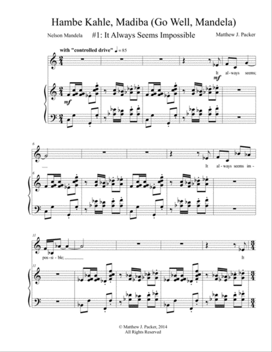 It Always Seems Impossible (#2 from Hambe Kahle, Madiba) Voice Solo scores gallery preview page 1