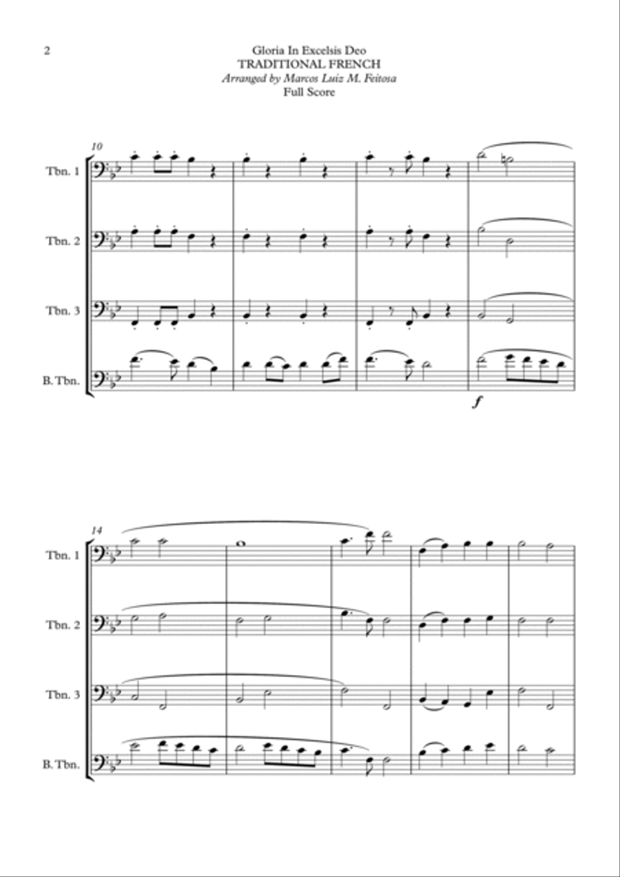 Gloria In Excelsis Deo - Trombone Quartet Trombone Quartet scores gallery preview page 4