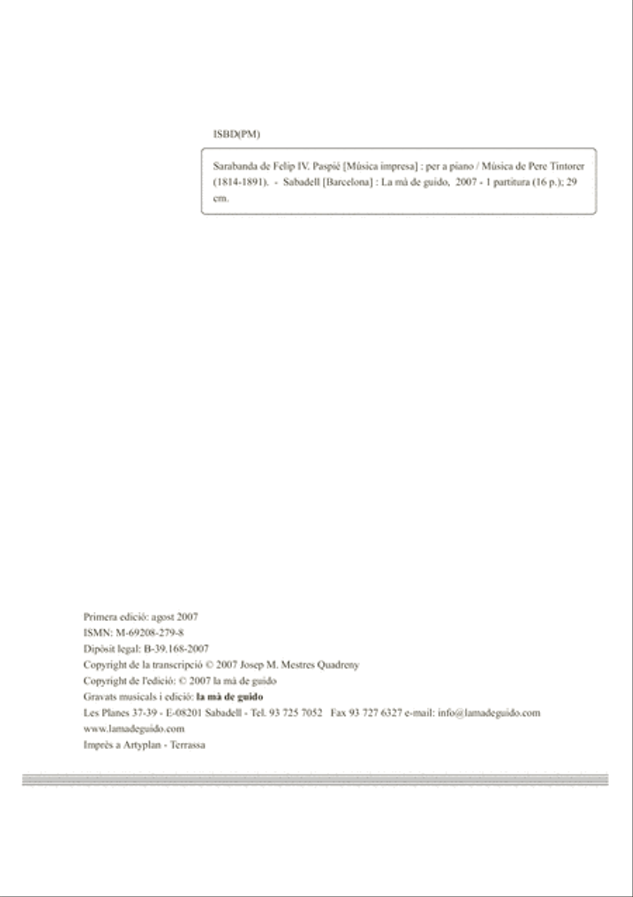 Sarabanda de Felip IV. Paspié Piano Solo scores gallery preview page 4