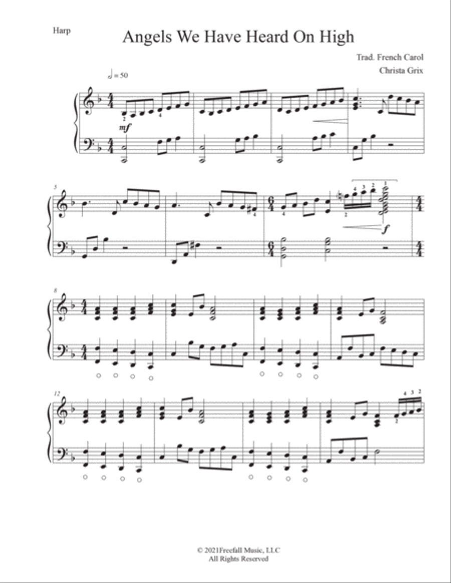 Angels We Have Heard On High Harp scores gallery preview page 3