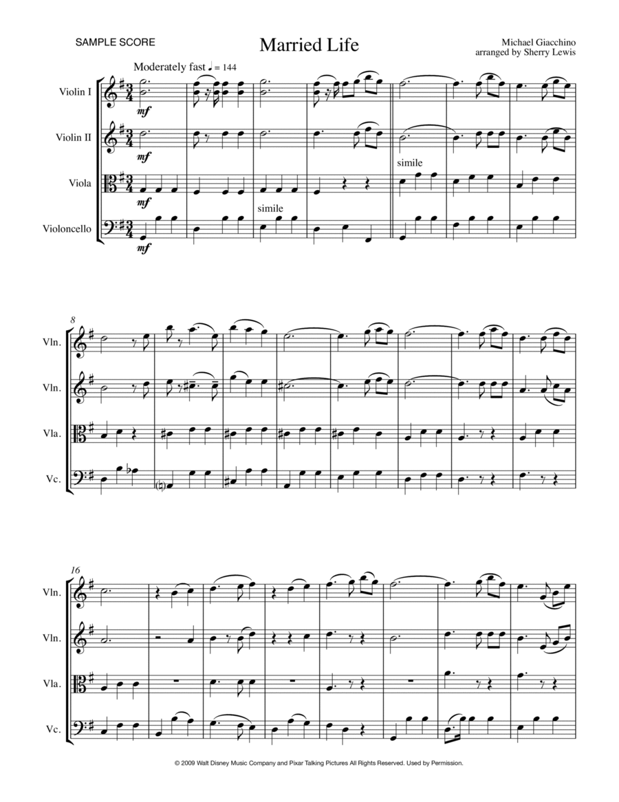 Married Life String Quartet scores gallery preview page 1
