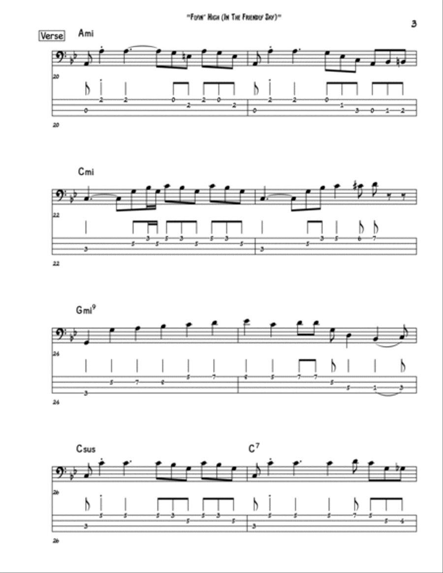 Flying High (in The Friendly Sky) Bass Guitar scores gallery preview page 3
