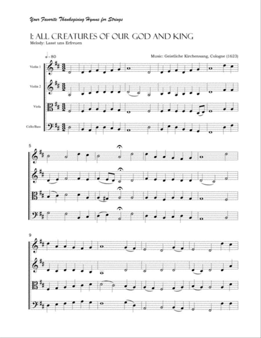 Your Favorite Thanksgiving and Harvest Hymns for Strings String Orchestra scores gallery preview page 3
