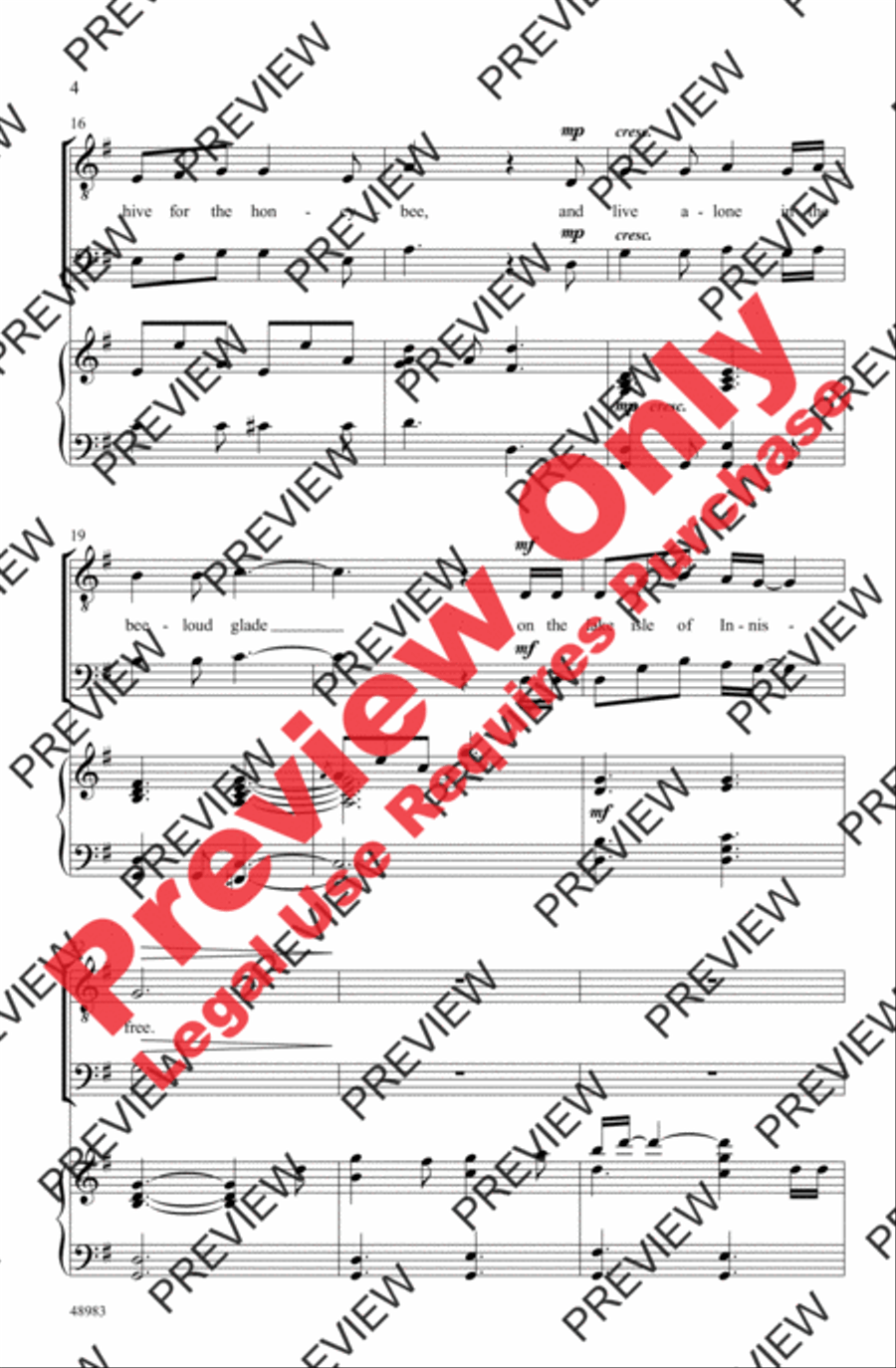 The Lake Isle of Innisfree Men's Choir scores gallery preview page 4