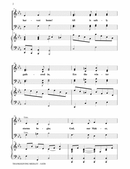 THANKSGIVING MEDLEY (SATB CHOIR and PN with Choir Prt) image number null