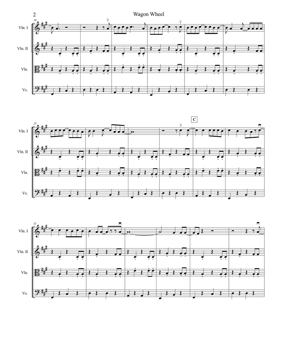 Wagon Wheel String Quartet scores gallery preview page 2