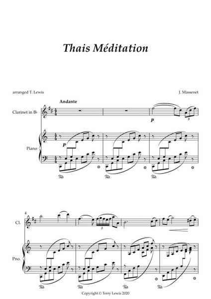 Meditation from Thais arranged for Clarinet in Bb and Piano image number null
